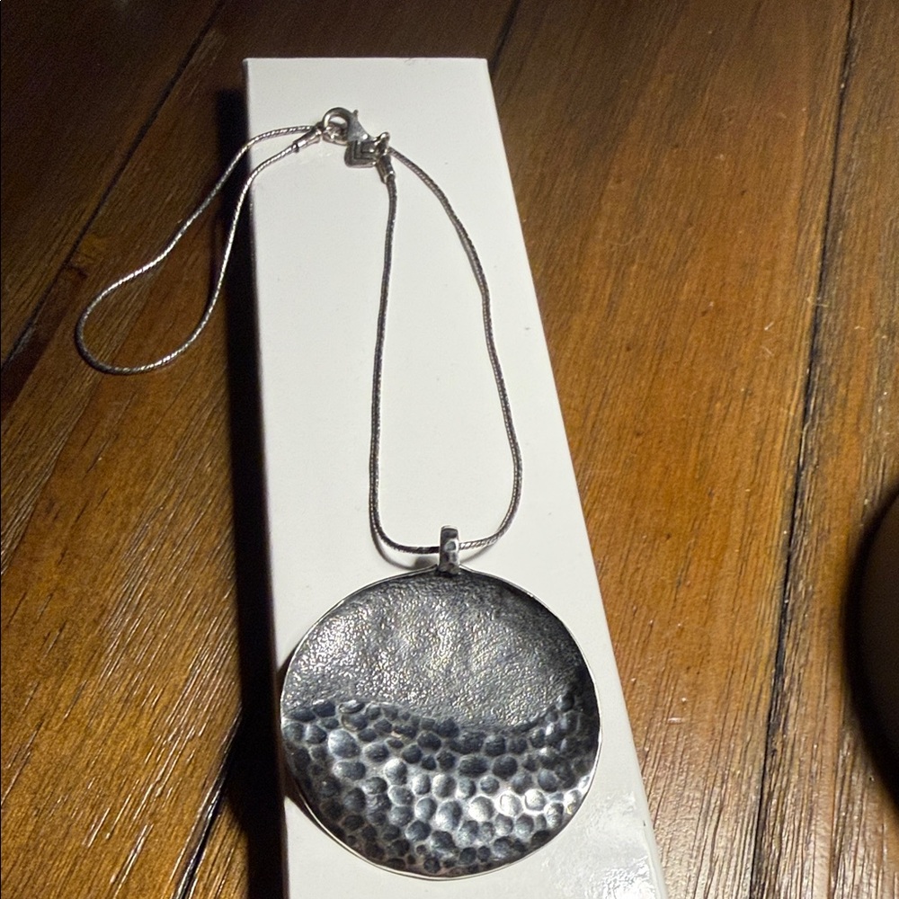 Silver Silpada Textured Pendant Necklace